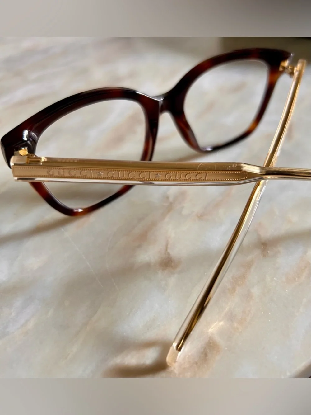 Gucci GG0566ON 002 Womens Tortoise Crystal Cat Eye‎ Glasses Guaranteed Authentic